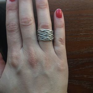 Barb wire style thick band ring